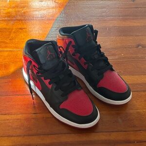 Nike Air Jordan 1 Mid Men's Sneakers - Black & Red